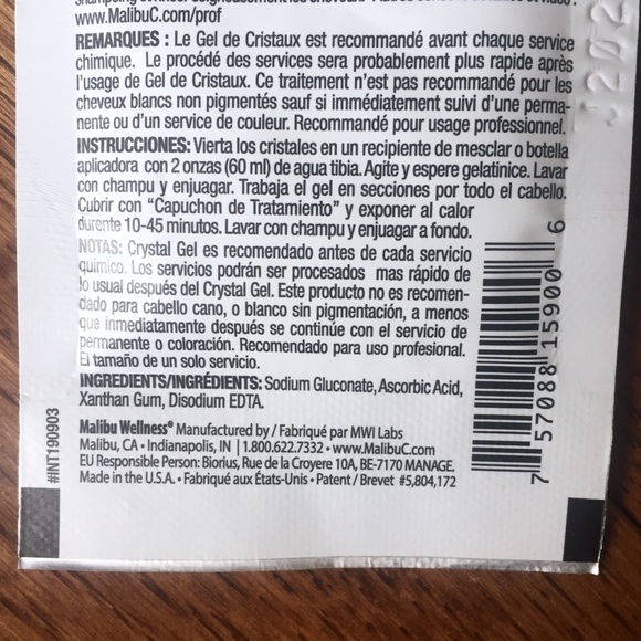 NEW! 2 Malibu C Crystal Gel Treatments + 2 Caps - Picture 7 of 9